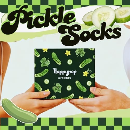 Funny Socks for Men Women – Pickle Gifts, Ice Cream Bring Me Pickle Dark Green