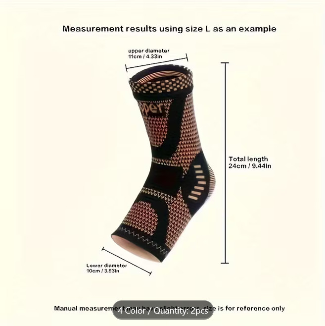 2 Pairs Copper Ankle Compression Support Sleeves for Men & Women, Breathable Spo