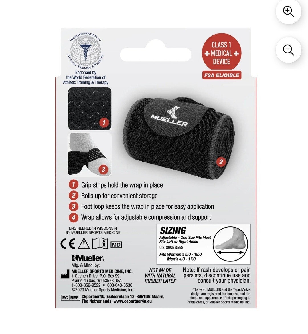 NEW Mueller EasyGrip Ankle Wrap, One Size Fits Most, Moderate Support