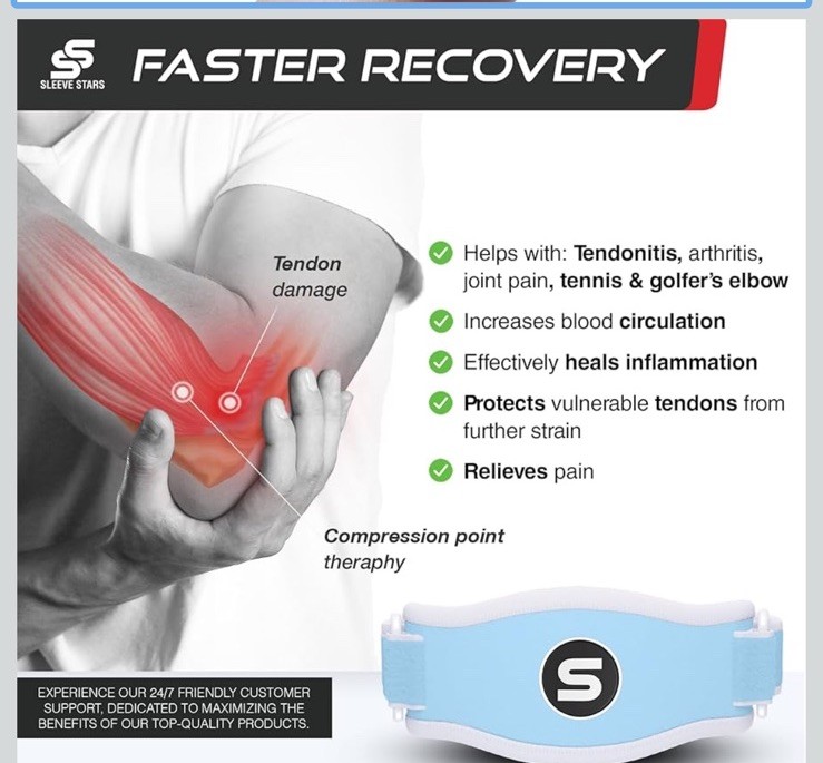 Sleeve Stars Tennis Elbow Brace for Women – Adjustable Tennis Elbow Strap, Go…