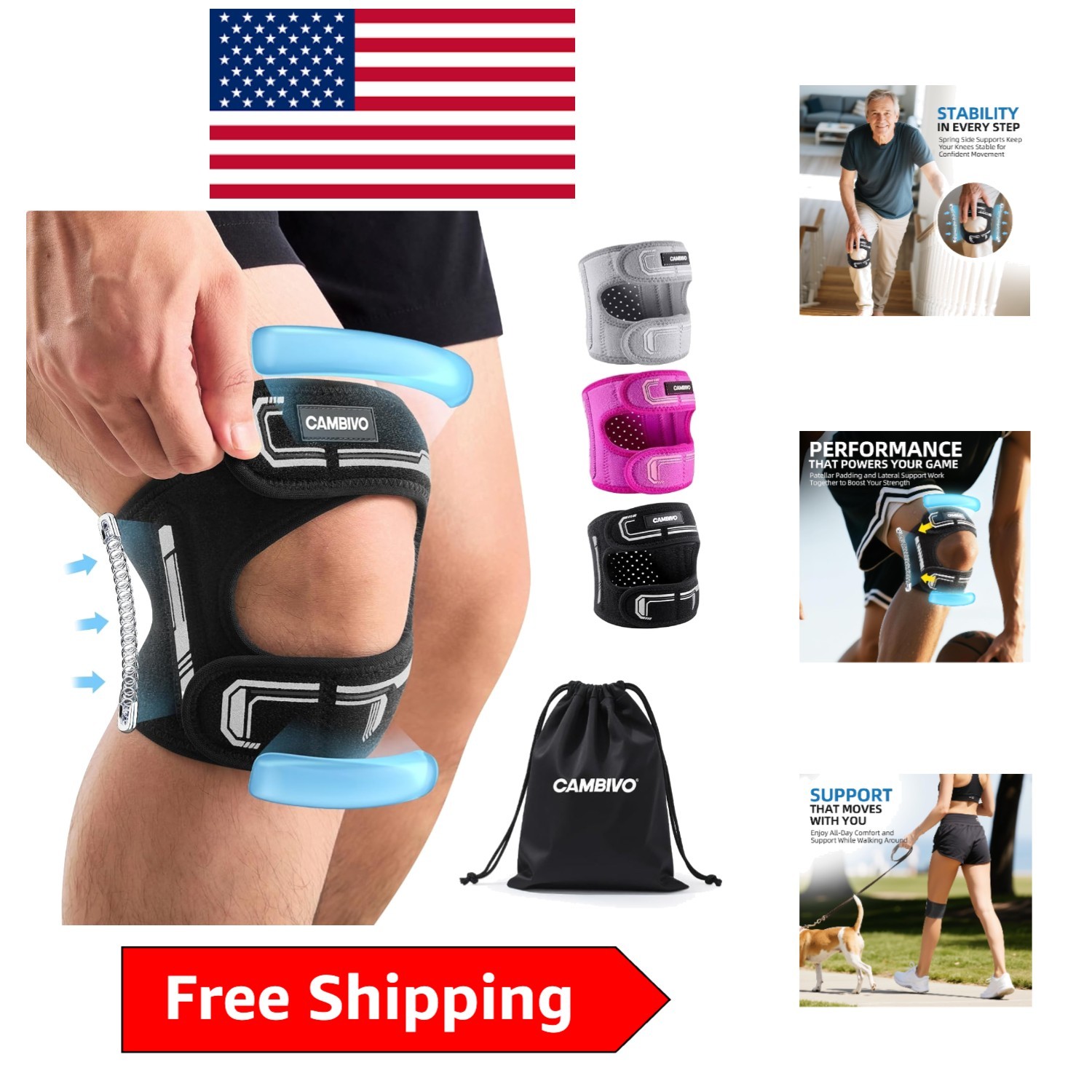 Lightweight Breathable Knee Brace with Side Stabilizers – Perfect for Active Use