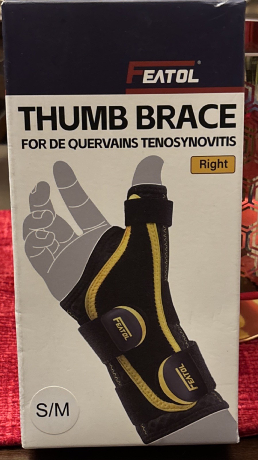 Featol Thumb & Wrist Brace Stabilization De Quervain’s Right Hand S/M Black