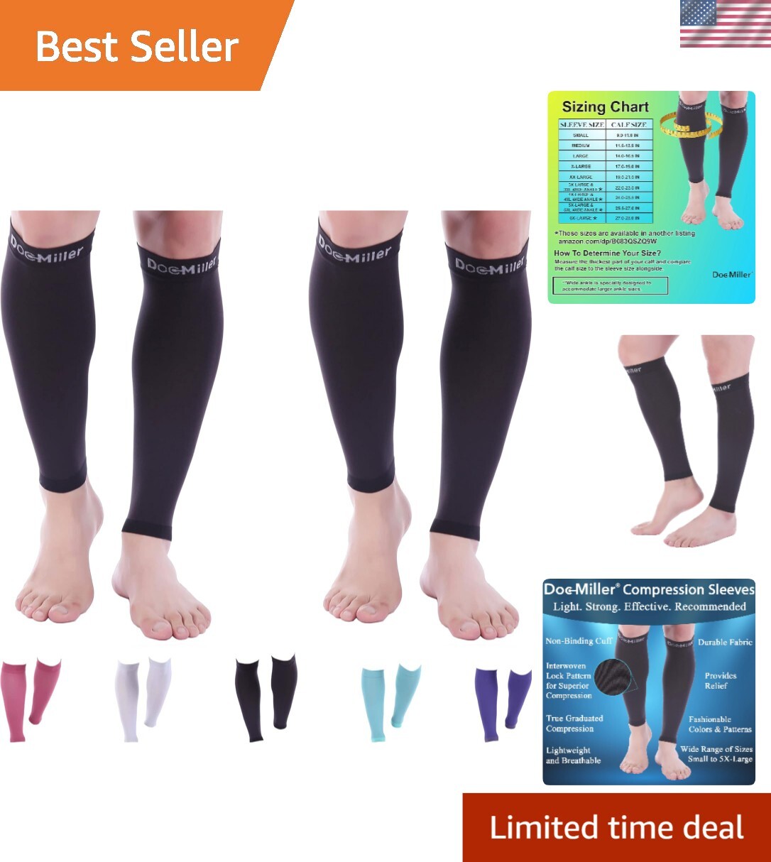 Medical-Grade Compression Calf Sleeves for Running & Recovery, 20-30mmHg Supp…