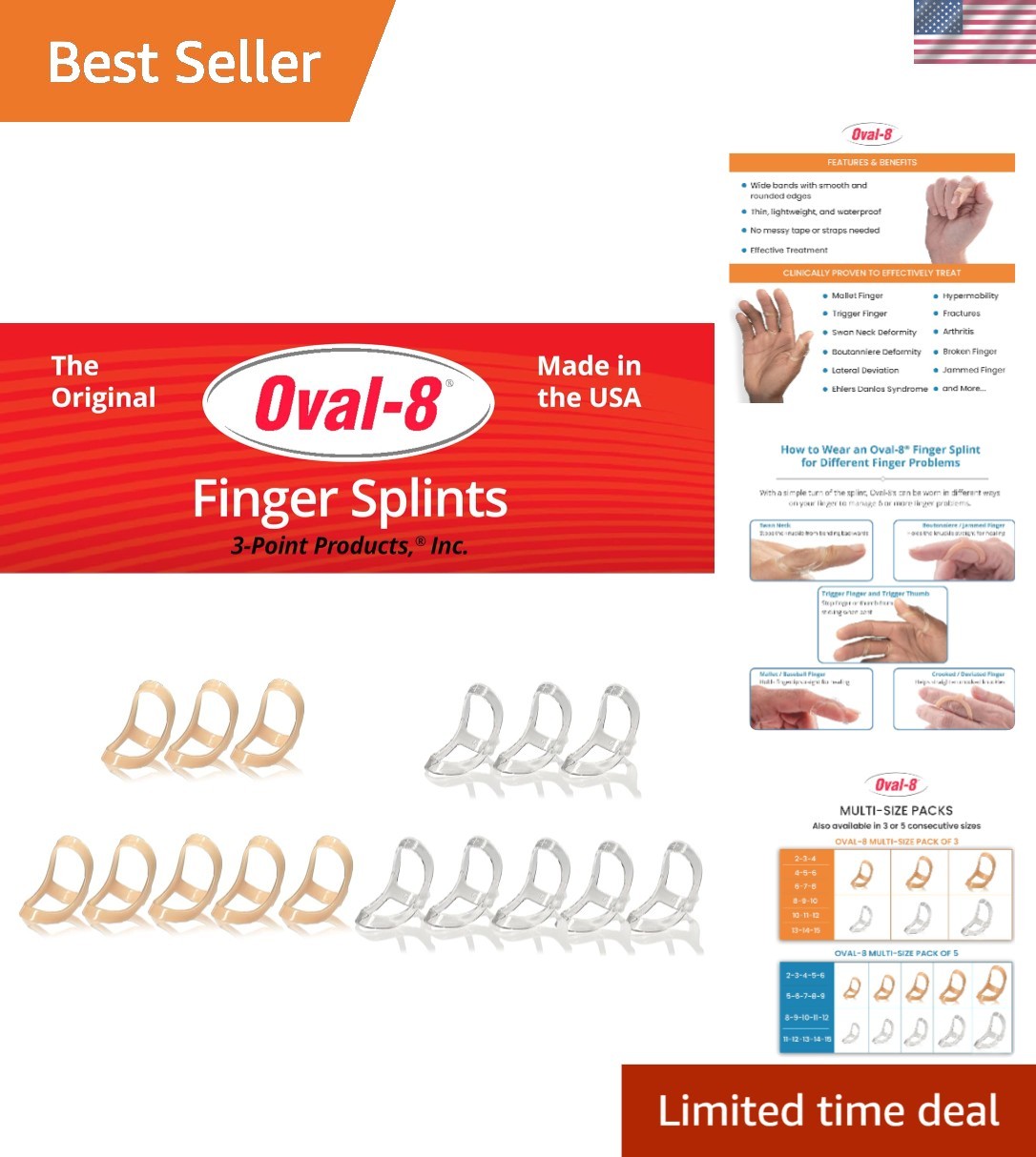 Versatile Oval-8 Finger Splints – 3 Sizes for Mallet, Trigger Finger & More