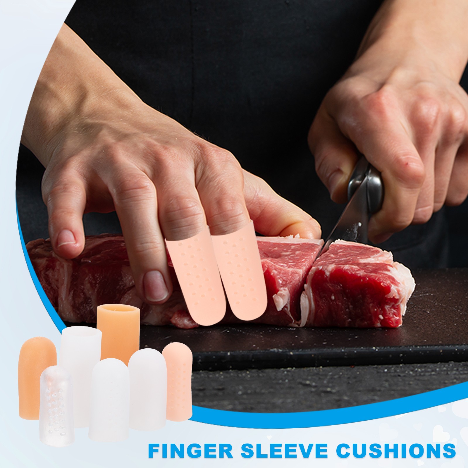 14 Pcs 0.8″x1.18″ Gel Finger Cots Silicone Breathable Finger Protector Beige