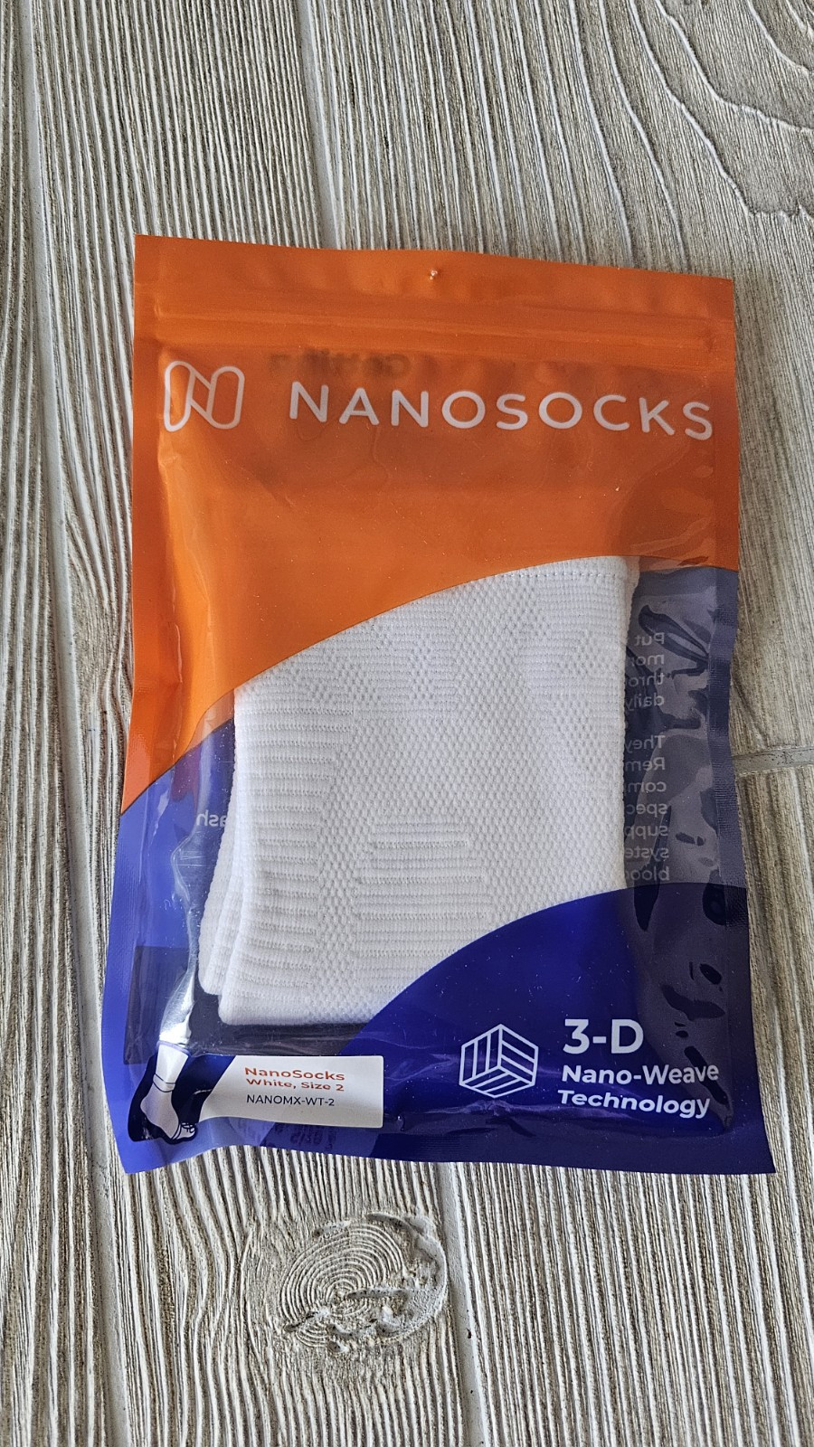 Nanosocks 3D NanoWeave Technology White Compression Socks Size 2 NANOMX-WT-3 3pk