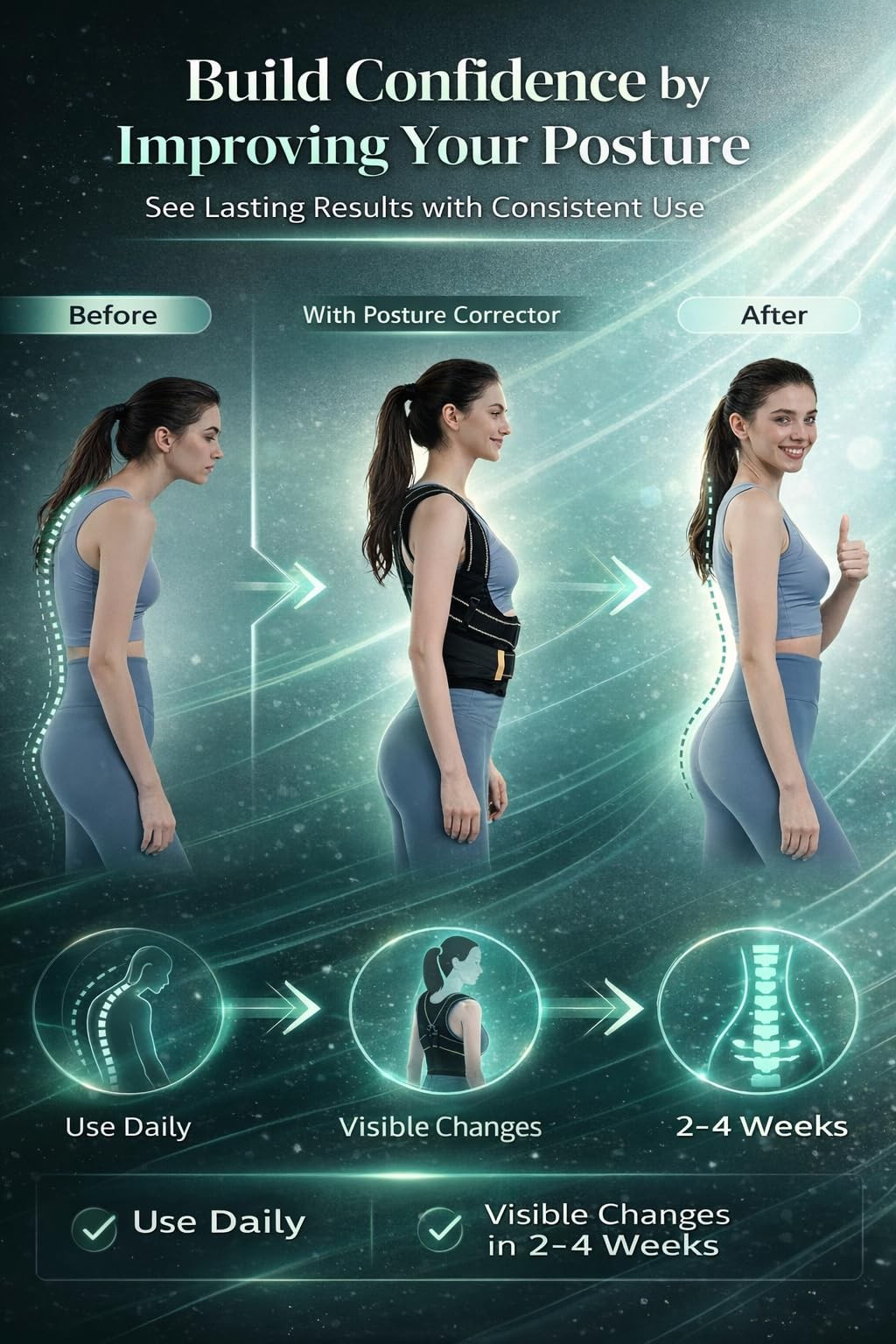 Posture Corrector for Men and – Dual-Zone Elastic Design with Adjustable Stra…