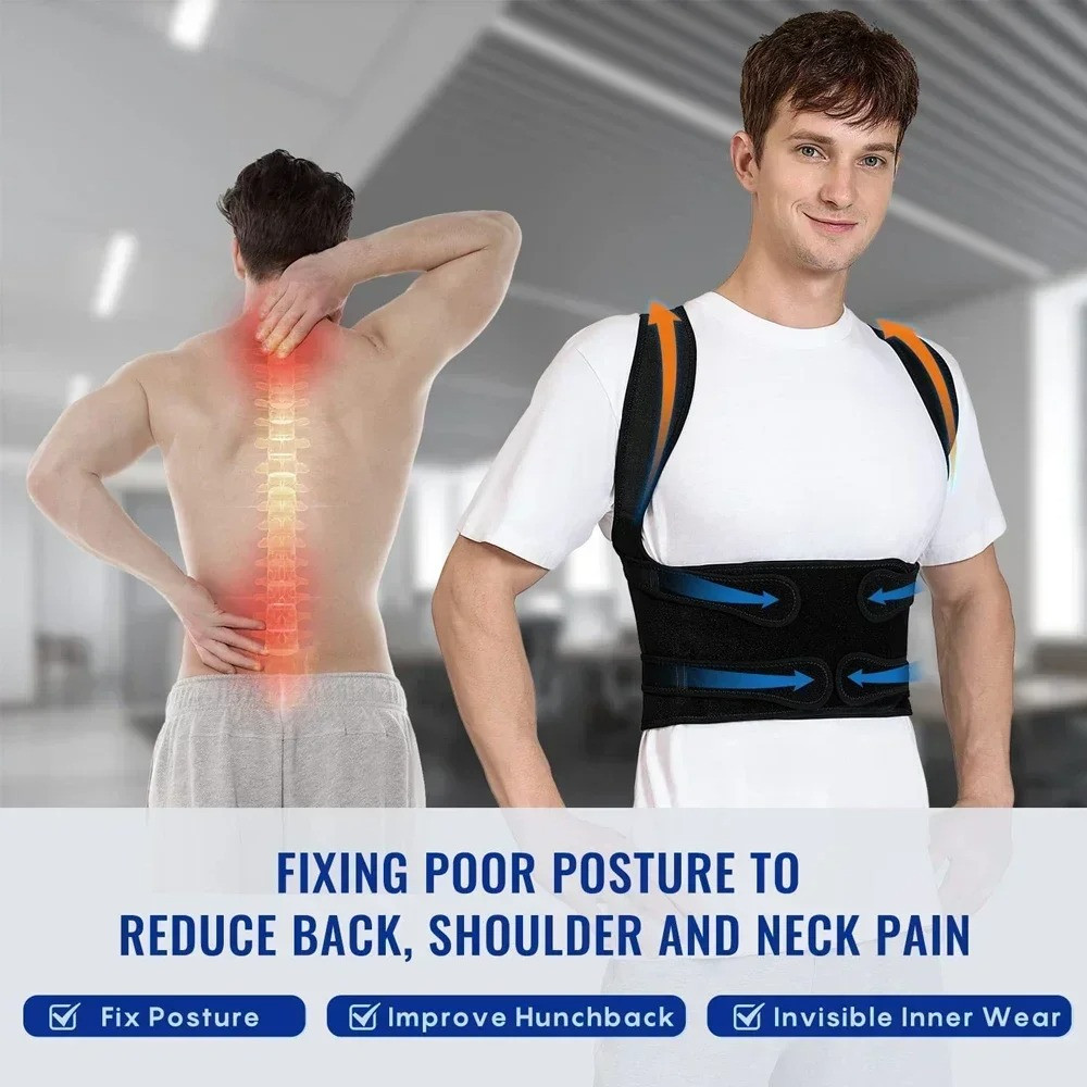 FUBEICHLY Posture Corrector Back Brace Adjustable Spine Support Men Women
