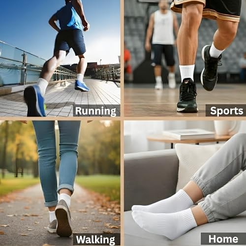 Ankle Socks for Men & Women – 78% Organic Cotton, Moisture Wicking, 9-11 White