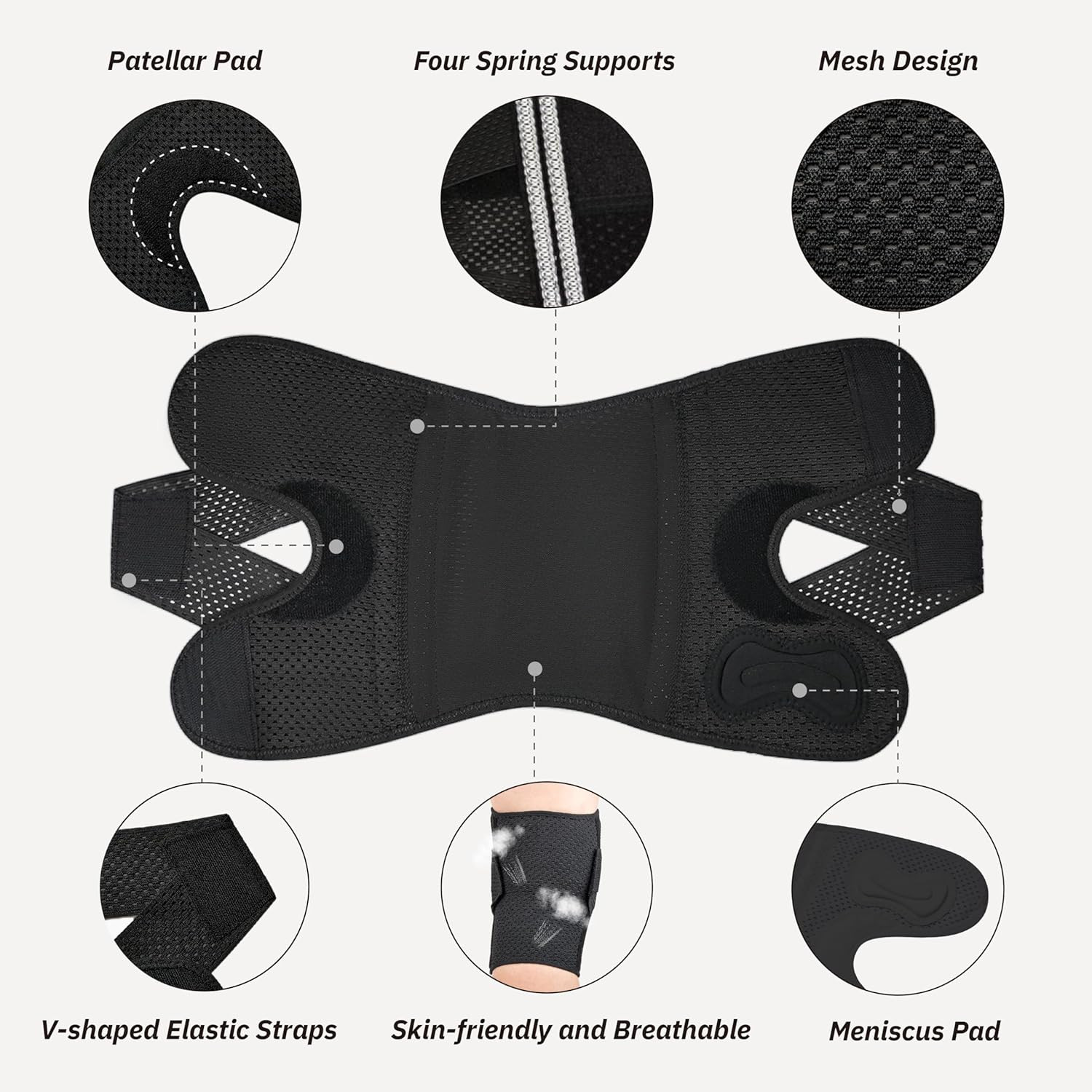 Knee Brace with Side Stabilizers for Knee Pain, Adjustable Knee Support for Meni