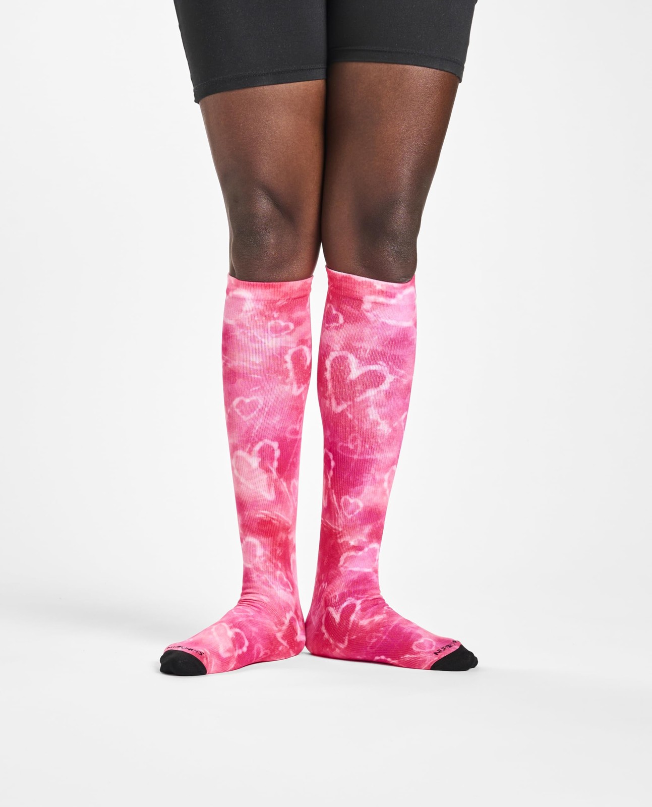Women’s Pink Tie Dye Hearts 1214 mmHg Compression Wide Calf Socks 1 Pair