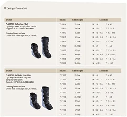 FLA Ankle Walker, Post Op Boot Black/Gray, High/Large