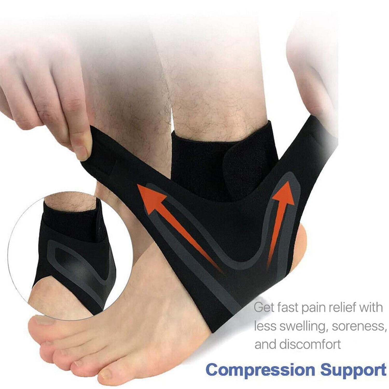 Copper Ankle Support Brace Compression Sleeve Socks Elastic Foot Pain Relief