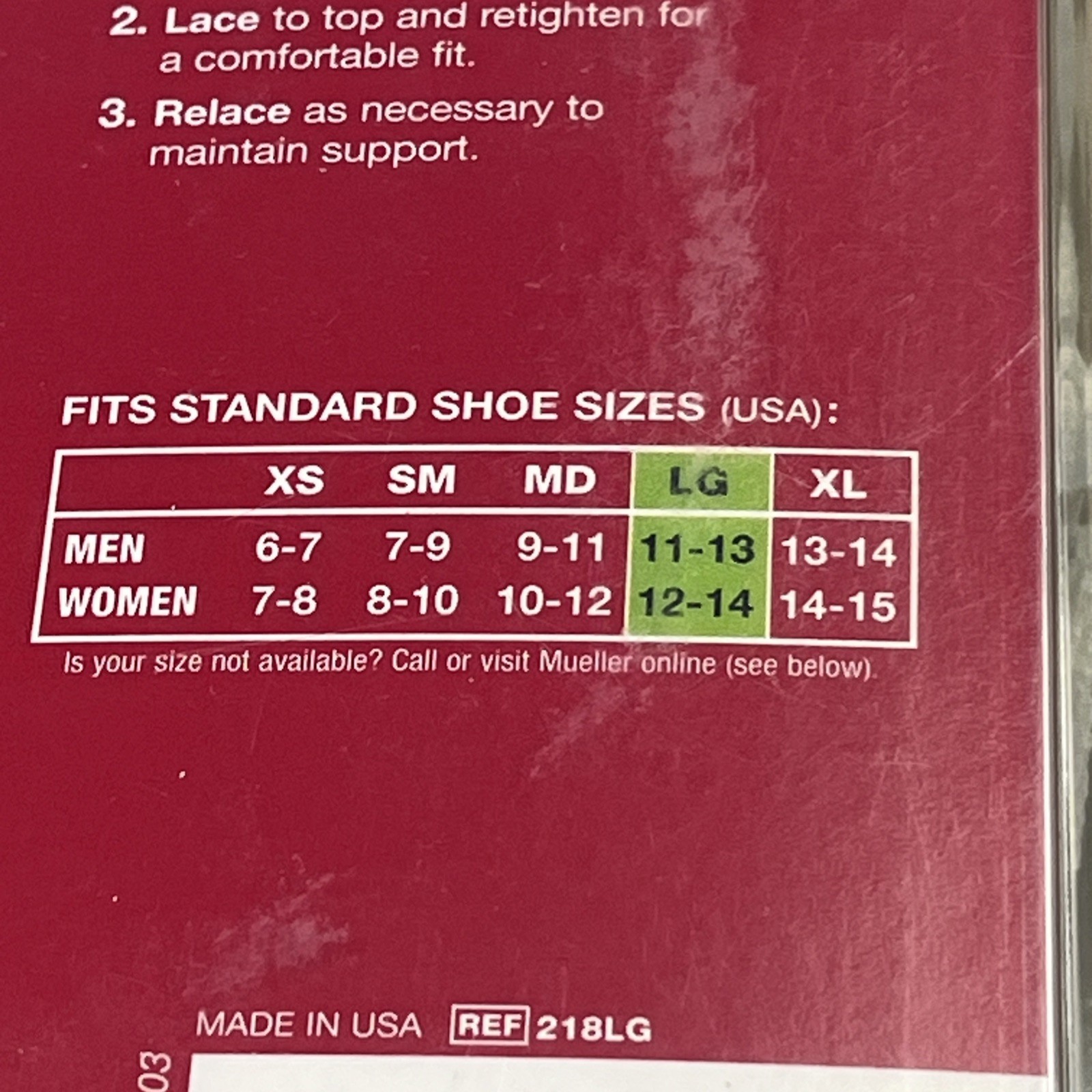 Mueller Lace Up Ankle Brace Adjustable Large White Compression Support