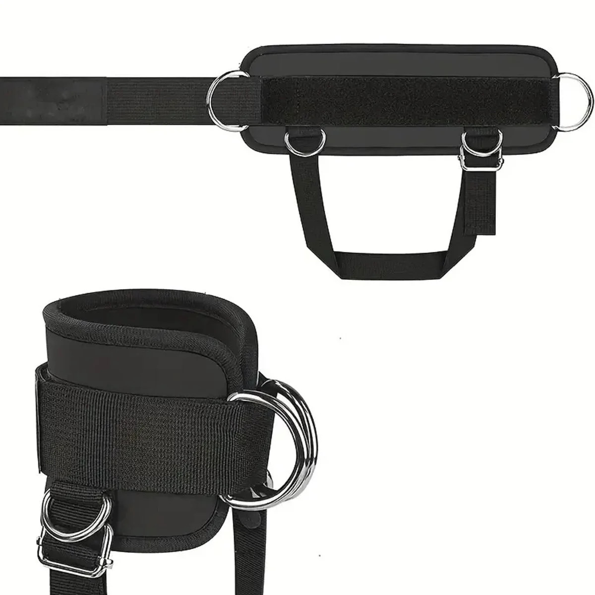 Comfortable Fitness Ankle Straps with D, Adjustable Breathable for Gym (Black)