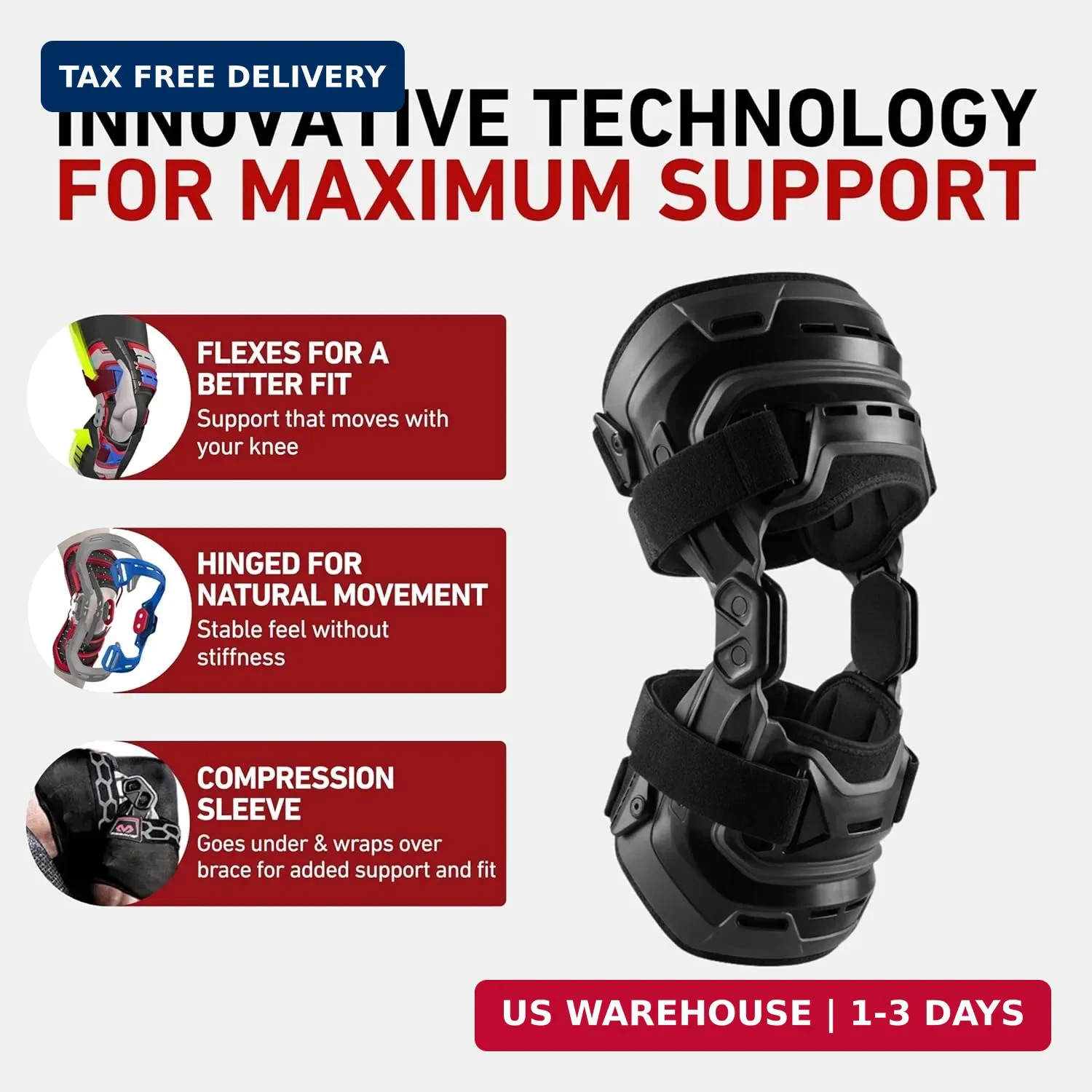 McDavid Knee Brace, Heavy Duty Hinged Knee Braces for Knee Pain, Instabilities,