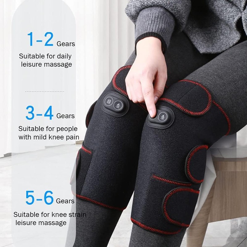 Electric Heating Vibration Knee Joint Pad Brace Leg Therapy Massager Pain Relief