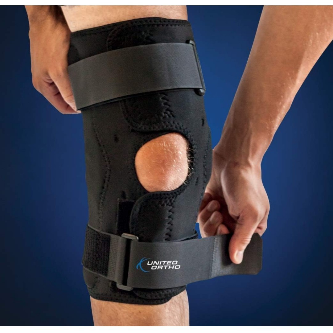United Ortho Wraparound Hinged Knee Brace Medium Black USA35005