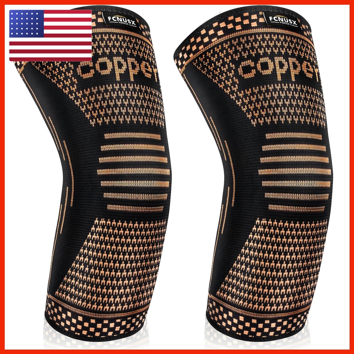 FCNUSX Copper Elbow Brace Compression Sleeves Pain Relief Men Women, Arm