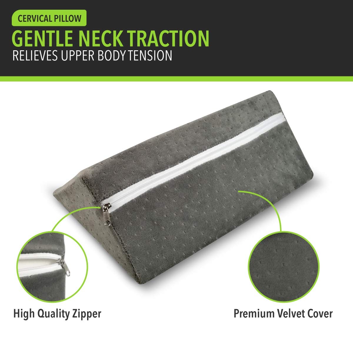 Cervical Wedge Pillow for Neck & Shoulder Pain Relief, Contoured Support