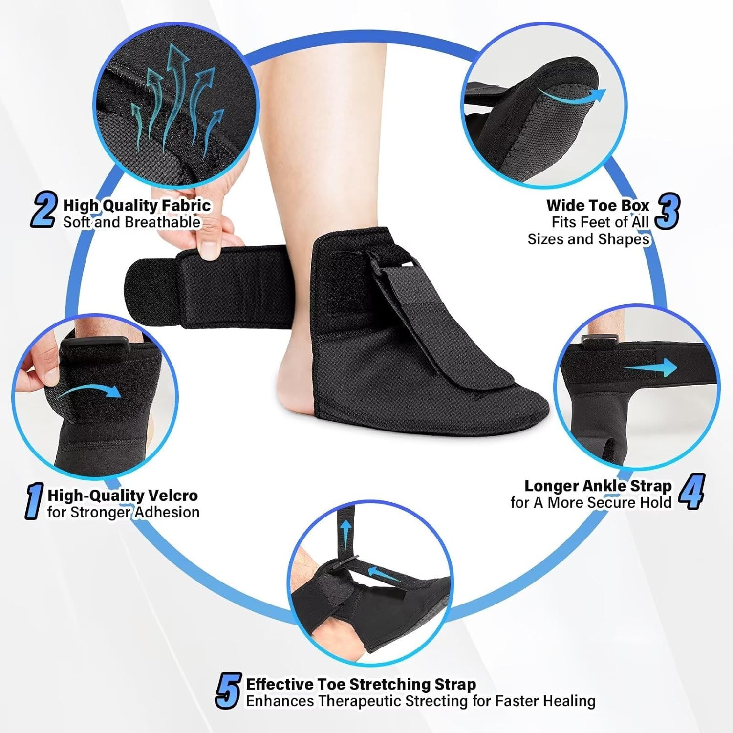 Plantar Fasciitis Night Splint Adjustable Foot Drop Ankle Brace Support Toe Pain