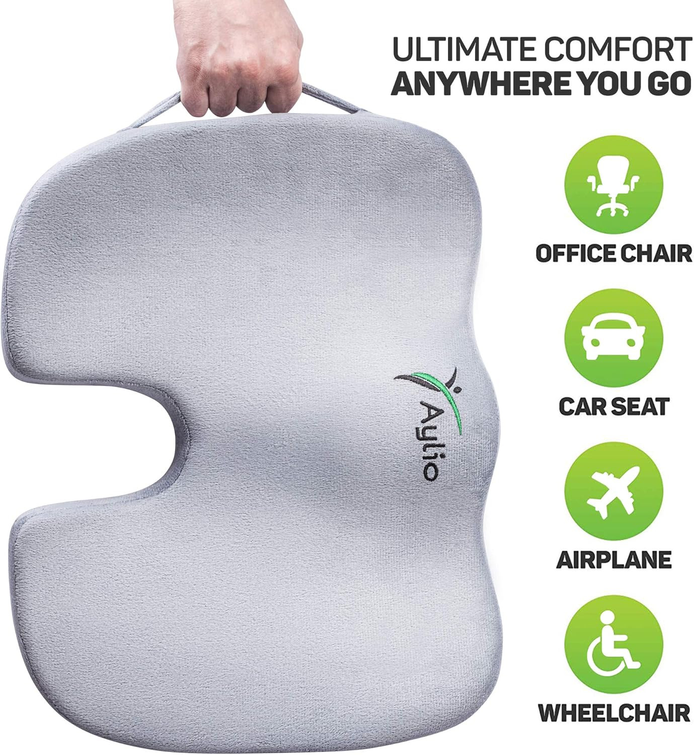 Seat Cushion for Desk Chair – Back Pain, Tailbone Relief, Coccyx, Butt, Hip Supp