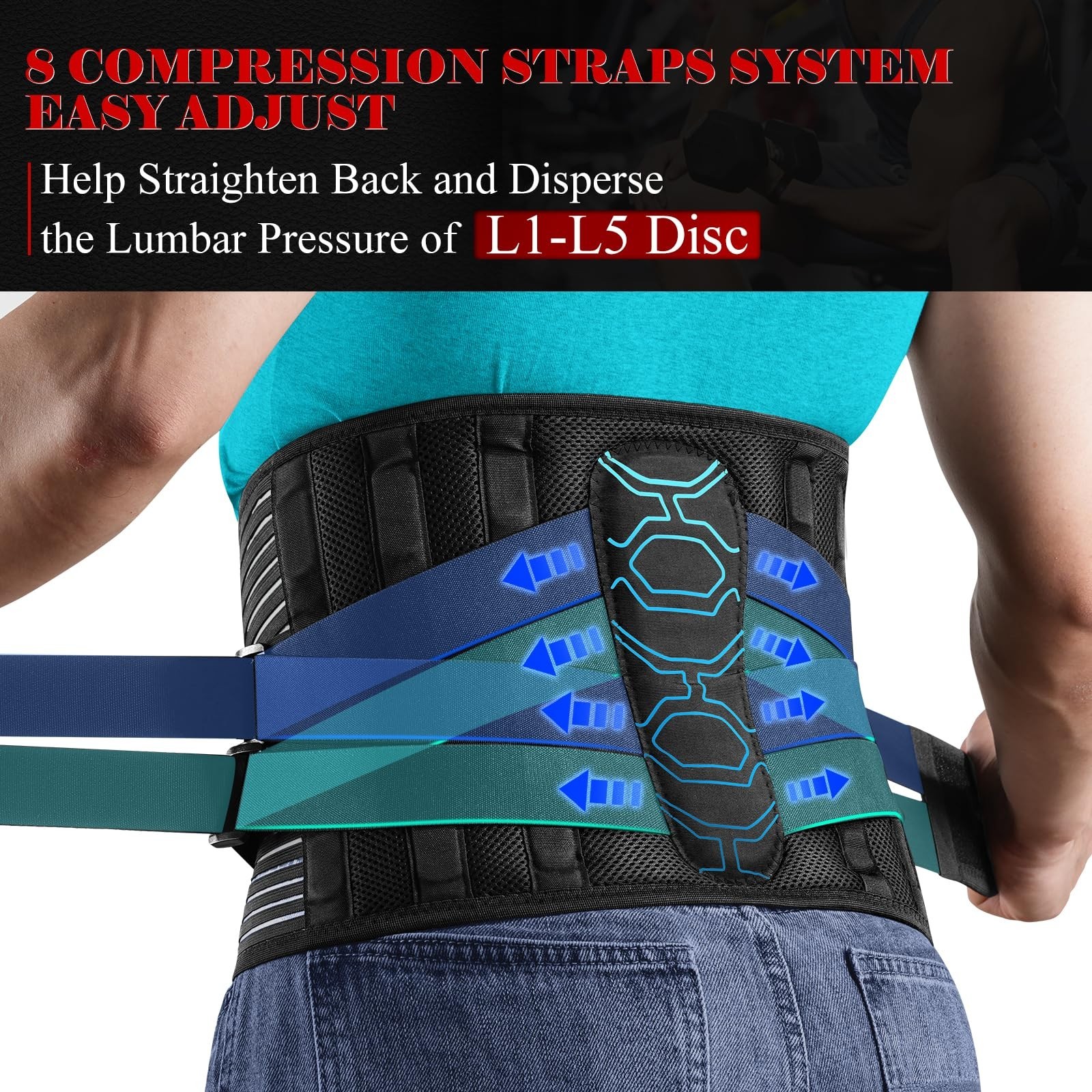 Plus Size 4XL/5XL Back Brace with Bionic Lumbar Panel, Strong Back Support Be…