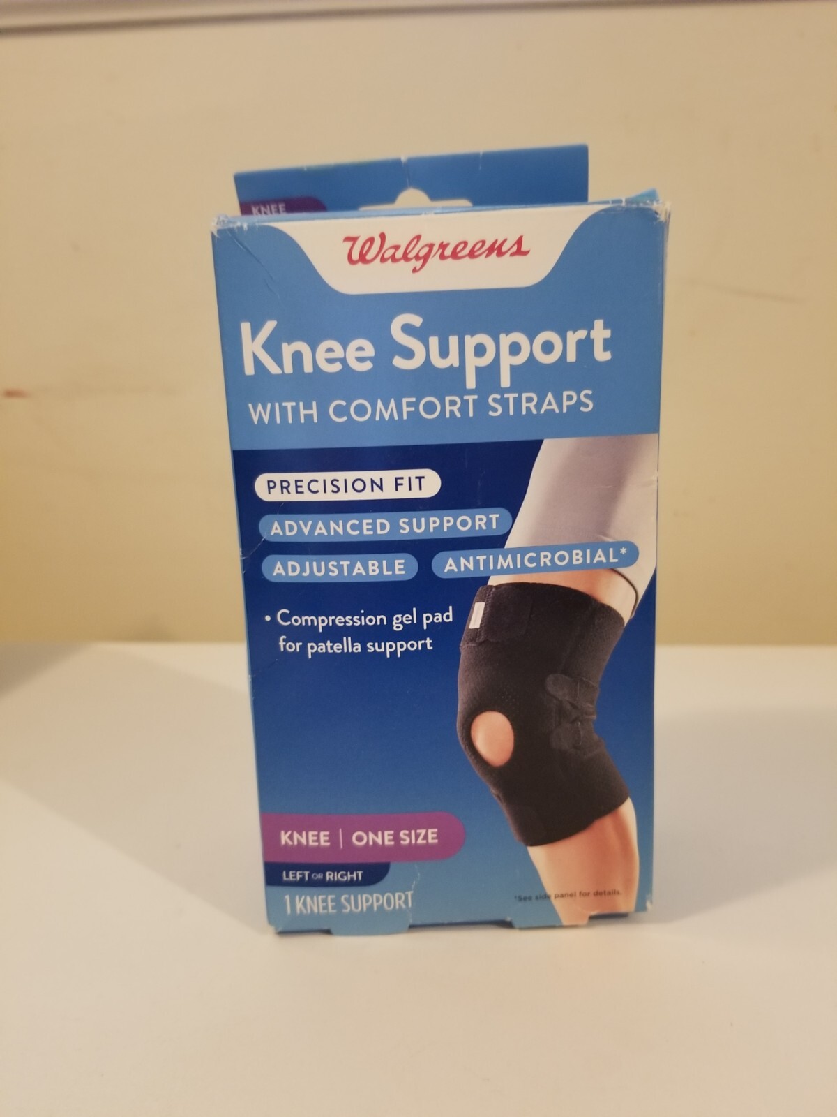 Walgreens Knee Brace Comfort Straps Gel Pad Patella Support Left/Right One Size