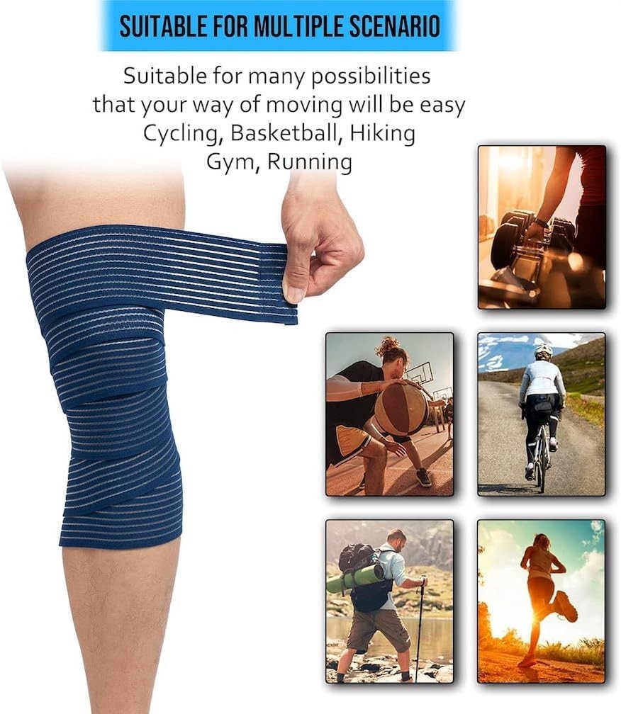 “Extra Long Elastic Knee Wrap Compression Bandage Brace Support for Legs, Plan “