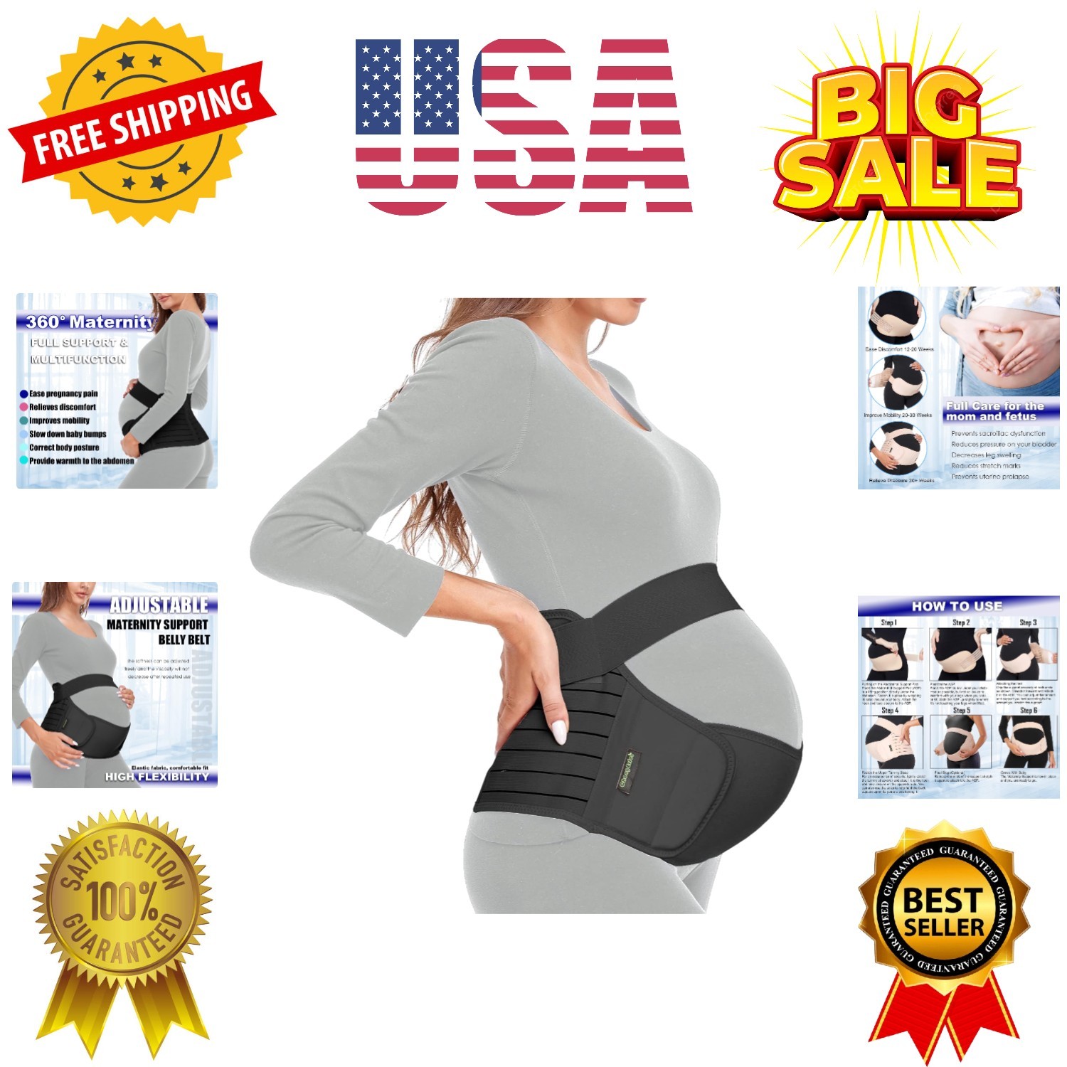 Maternity Belt, Pregnancy 3 in 1 Support Belt for Back/Pelvic/Hip Pain, Mater…