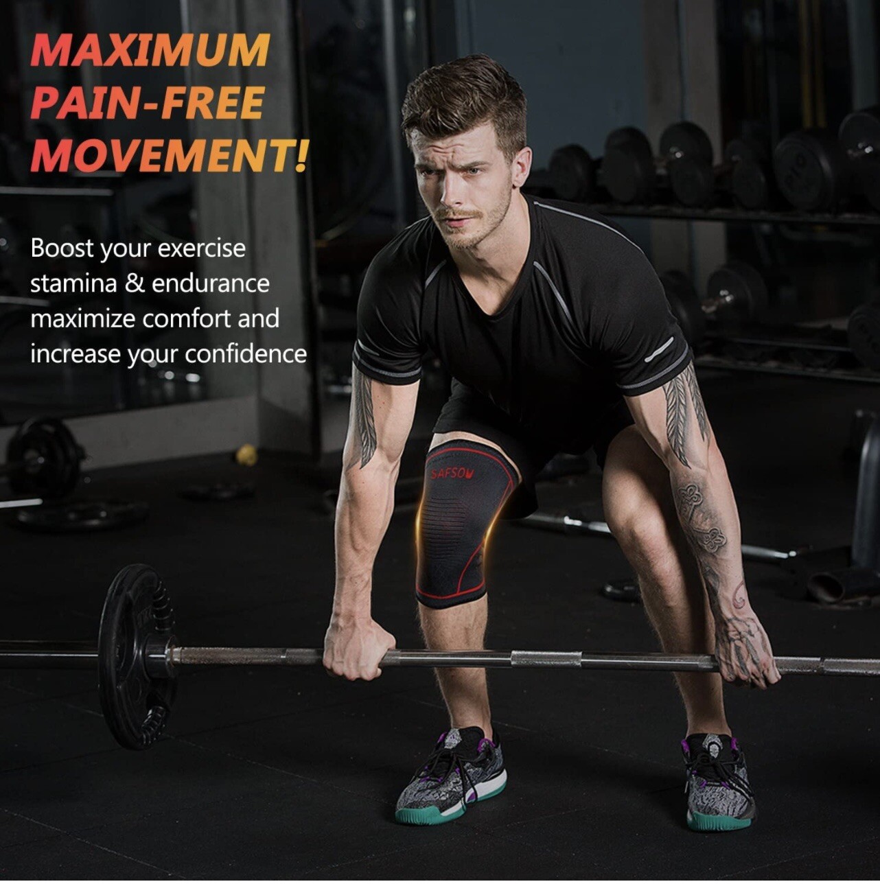 SAFSOU KNEE COMPRESSION SLEEVE COMFORTABLE AVAILABLE IN XL L S M