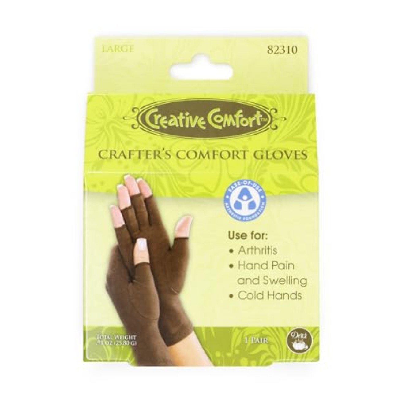 Arthritis Gloves Medium 92% Cotton 8% Spandex Brown Pair for Hand Pain Swelling