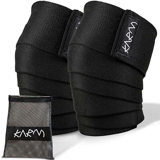 Knee Wraps for Weightlifting (Pair) with Bag – Knee Wraps for Squatting – Knee