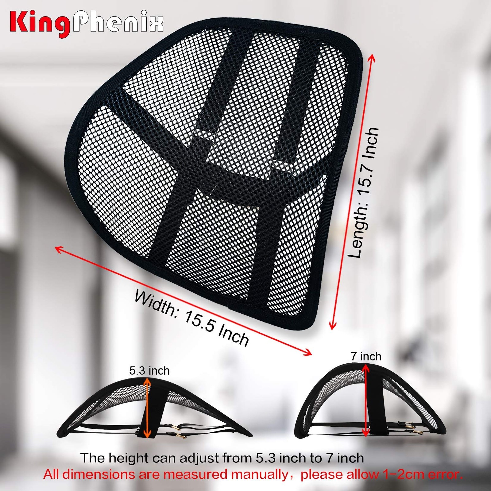 kingphenix Lumbar Support (2 Pack) with 15.7*15.5*5.3inch, Mesh – Black