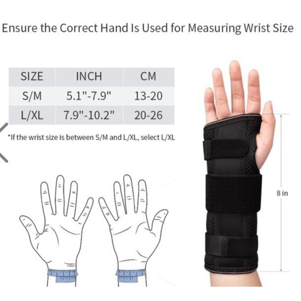 YAHA Adjustable Right Wrist Brace Splint Support Pain Relief Carpal Tunnel S/M