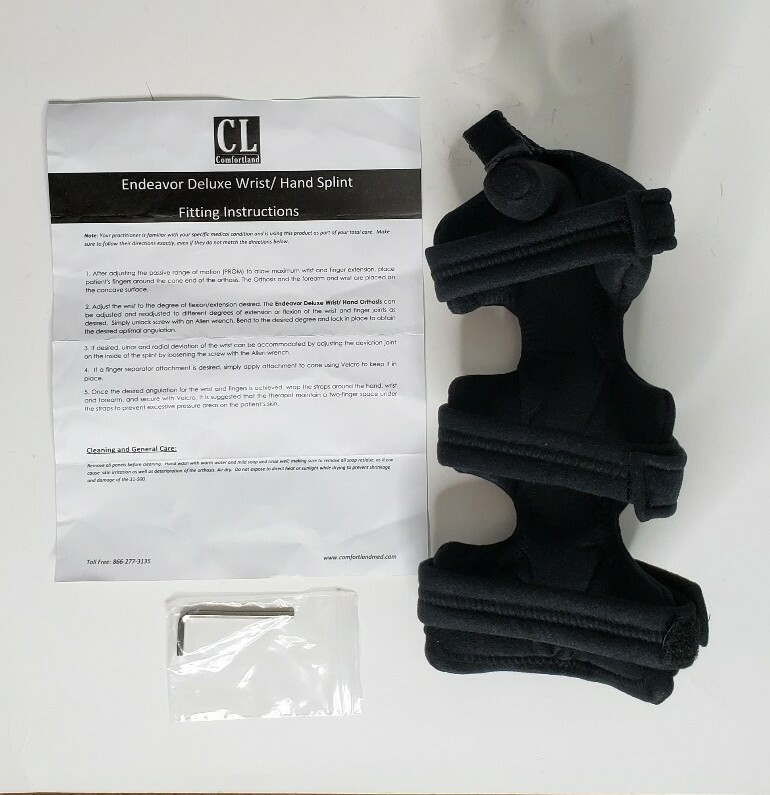 Comfortland Medical Endeavor Deluxe Wrist/Hand Splint 31-500 New With Hand Grip