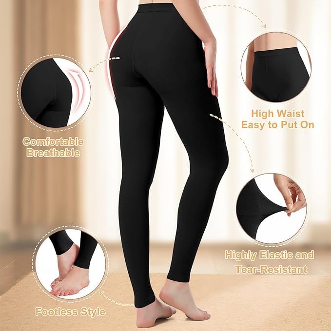 2 Pairs Medical Compression Pantyhose for Women, 20-30mmHg Graduated Support