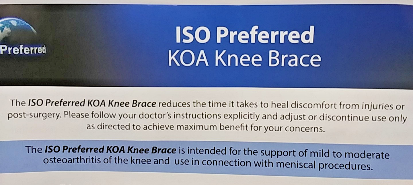 ISO Preferred KOA Hinged Knee Brace KN207SL Size UNI/Left w/Sleeve New Universal