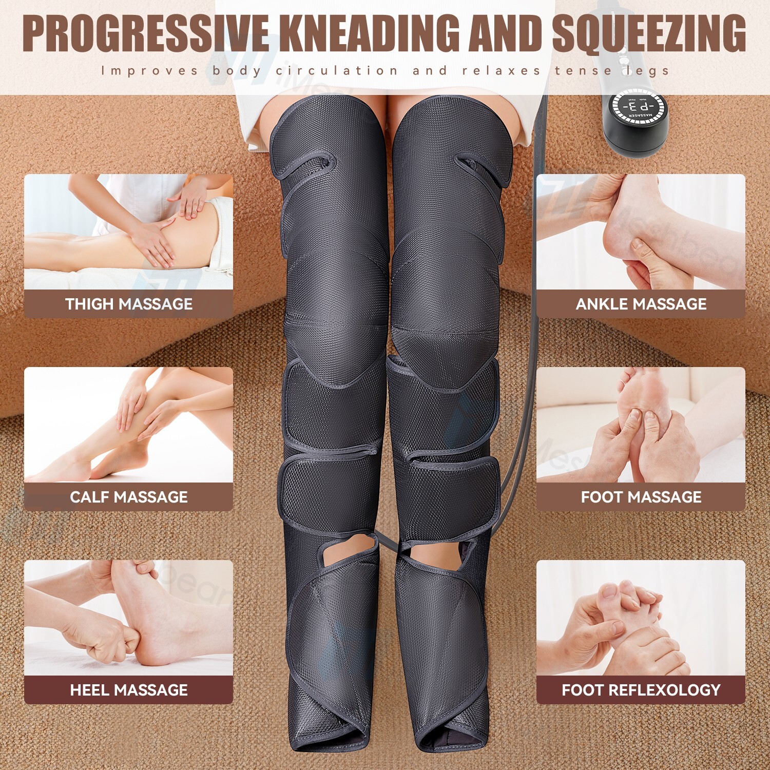 Shiatsu Electric Foot Calf Massager Massage Machine Ankle Leg Kneading Heating