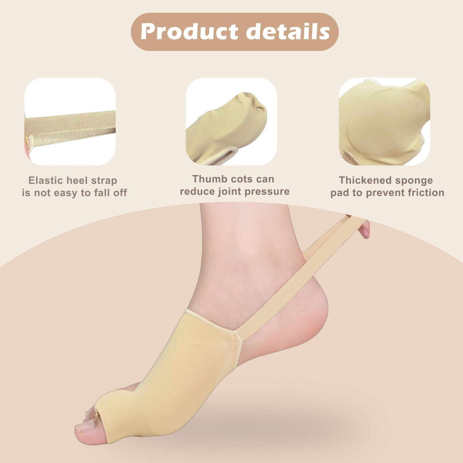 Bunion Corrector Women Men Bunion Splint Socks Big Toe Straightener Sleeve Beige