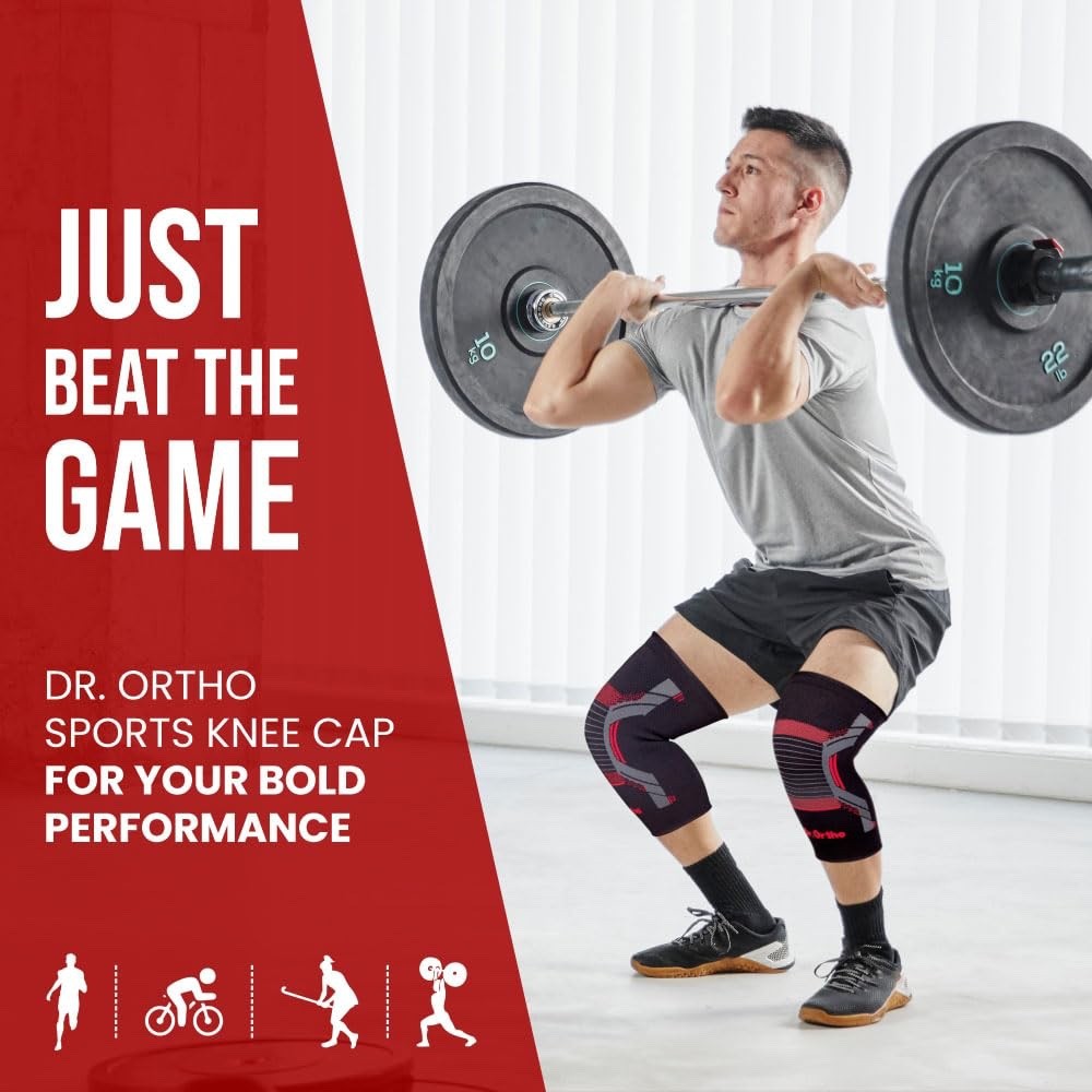 Dr. Ortho Sports Knee Pain Brace Compression Support Gym Running Jogging Cycling