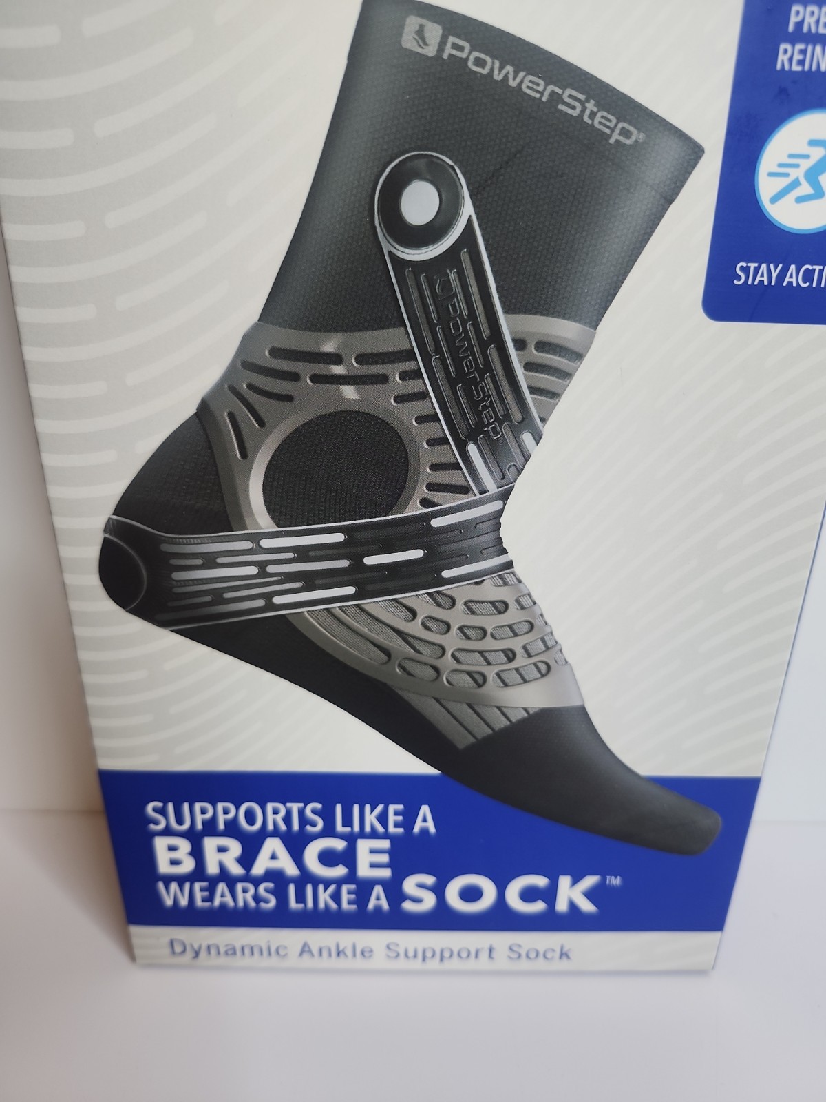 PowerStep Dynamic Ankle Support Sock Right Foot Sz XL Support Brace Protect NIB