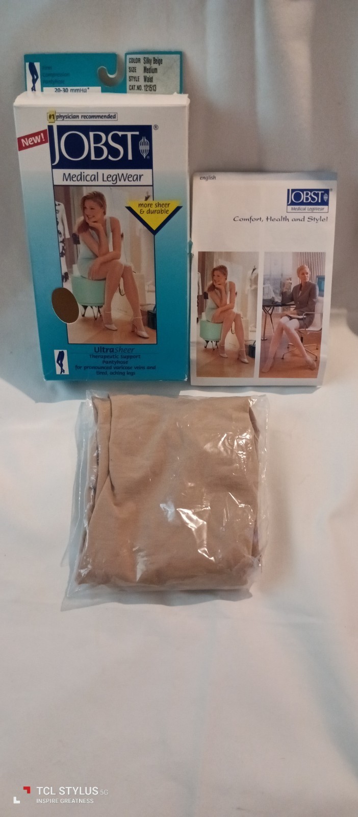 Jobst Womens UltraSheer Sz Med Silky Beige Compression Pantyhose 20-30 mmHg