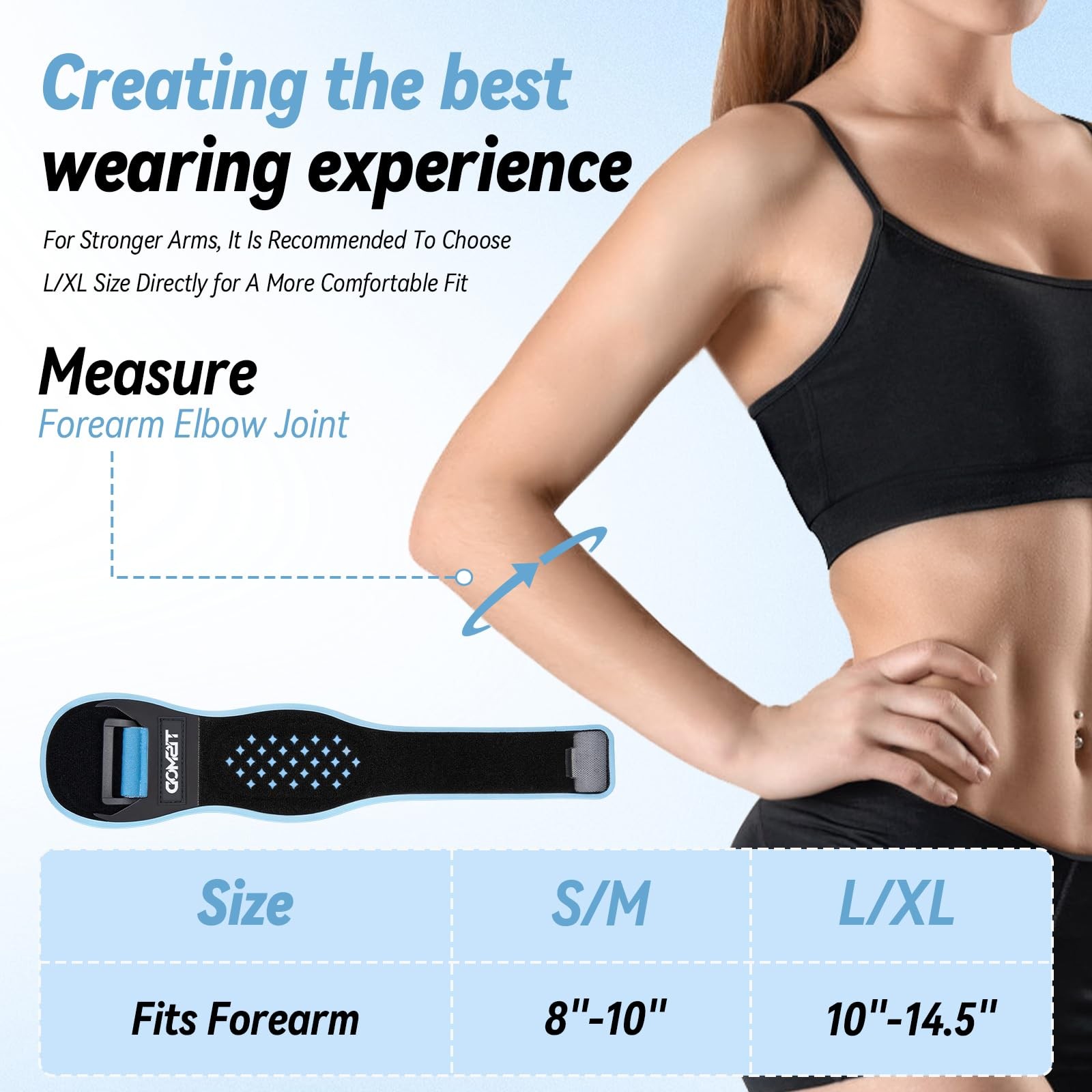 TISMOD Tennis Elbow Brace for Men and Women, Support S/M, Blue+Black