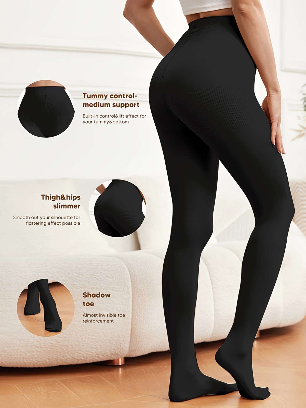 Women Compression Pantyhose Shaping Tights 15-20mmHg Support Opaque Stockings