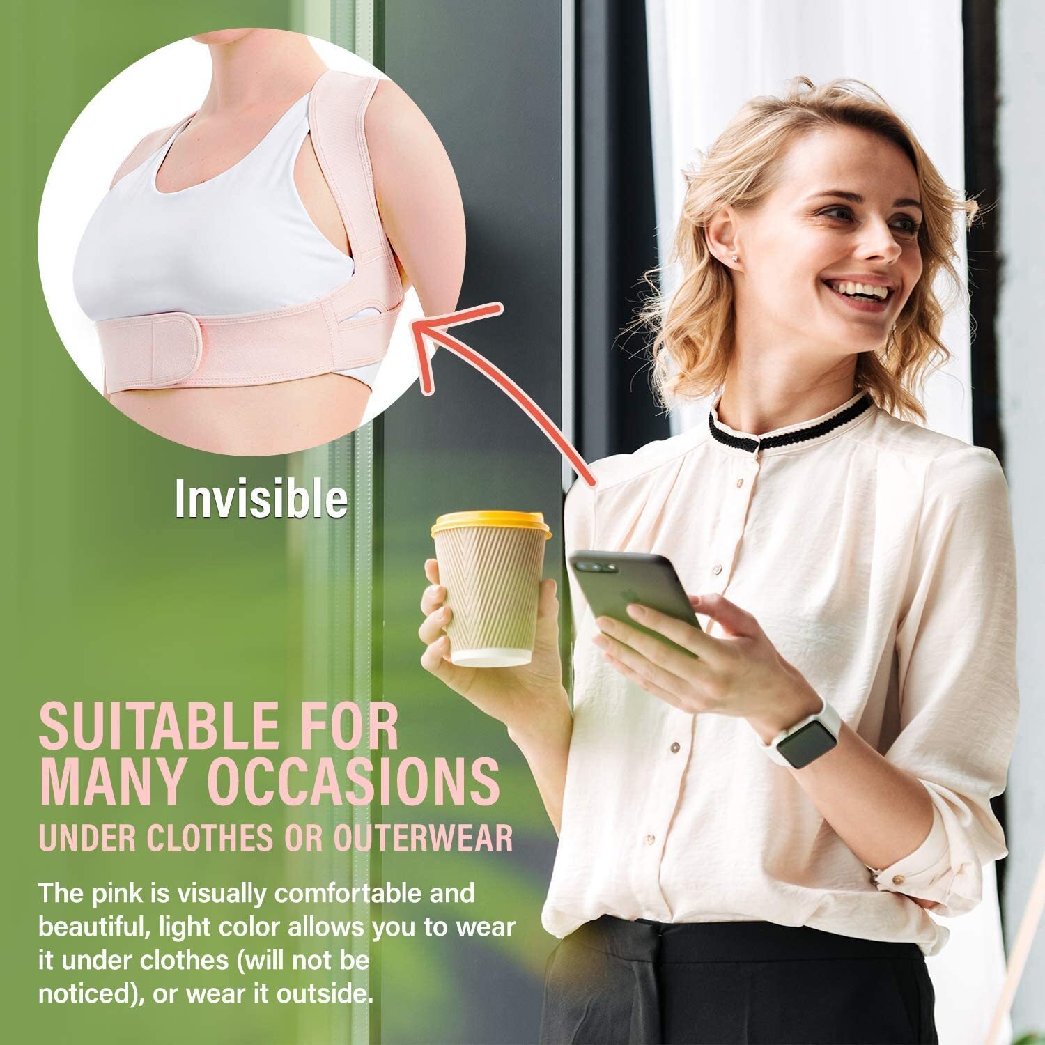 Vicorrect Adjustable Upper Back Brace Posture Corrector S-M New&Packaging defect