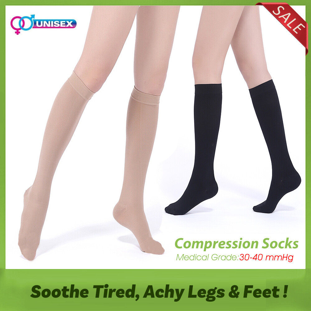 Compression Socks Hose Men Women Knee High Varicose Veins,Stockings 30-40 mmHg