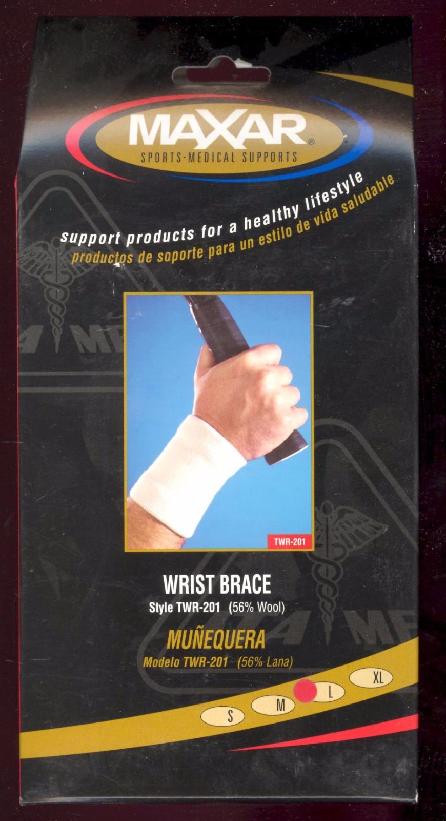NEW! – MAXAR Elastic Wrist Brace LARGE (56% Wool/44% Elastic): TWR-201