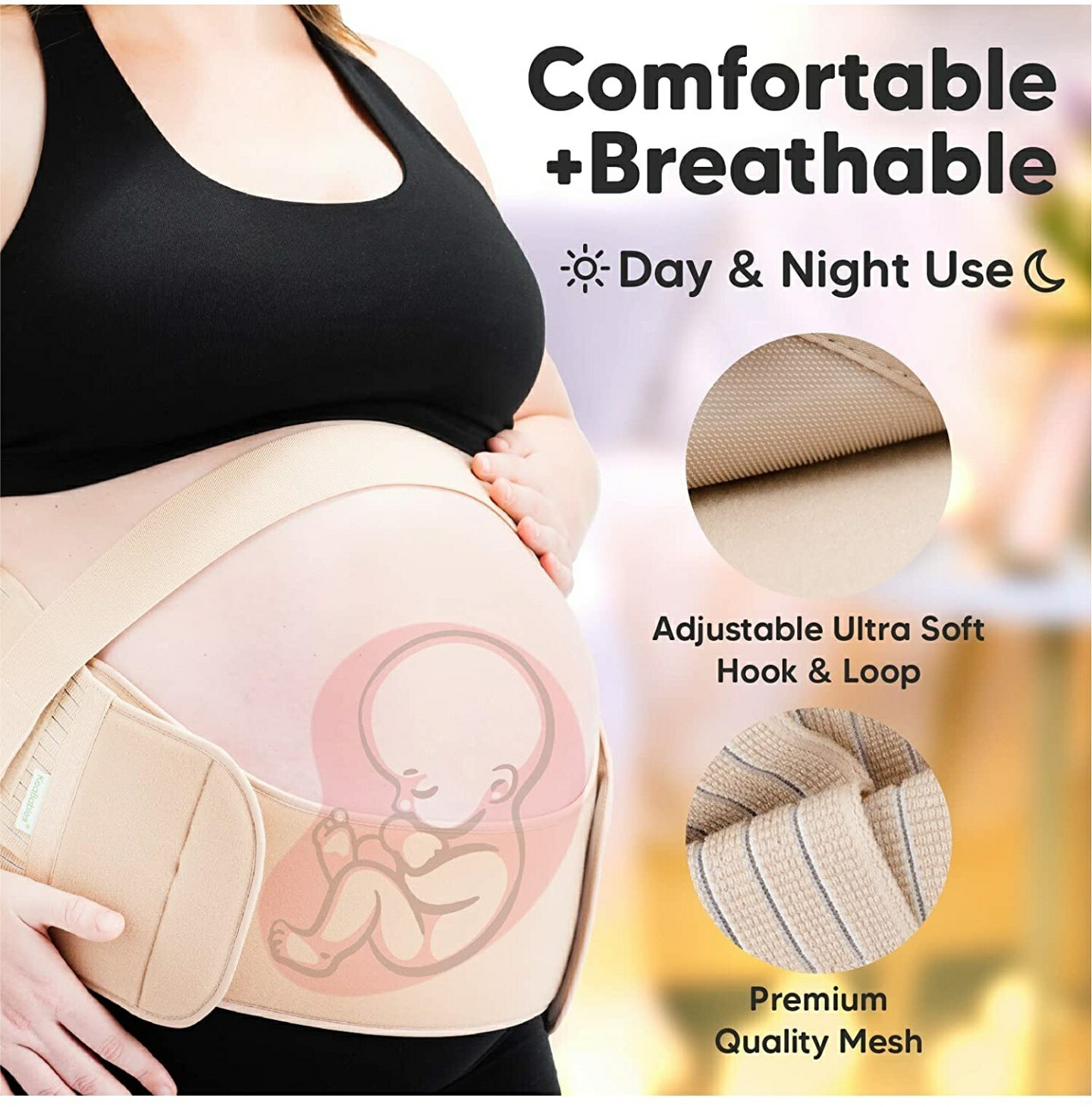 KeaBabies Full Support Maternity Belt Helps with Back and Hip Pain Adjustable