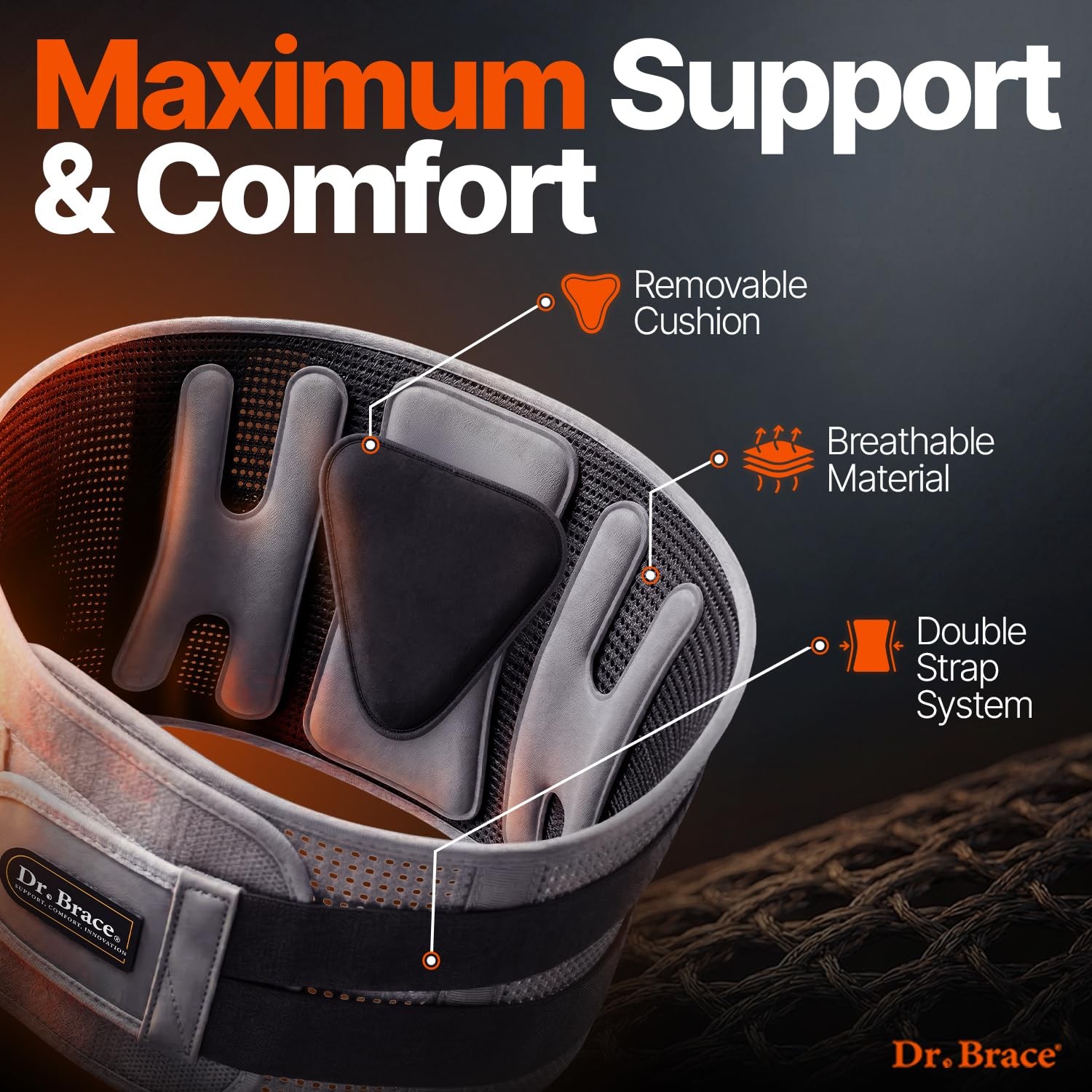DR. BRACE® Lower Back Brace for Men & Women for Lower Back Pain Relief, Revol…